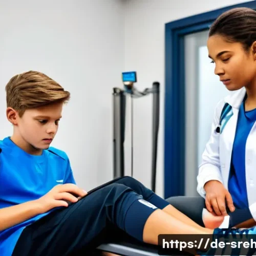 스포츠재활과 청소년 스포츠의 관계 - A young adolescent athlete wearing appropriate sportswear and supportive athletic shoes, undergoing ...
